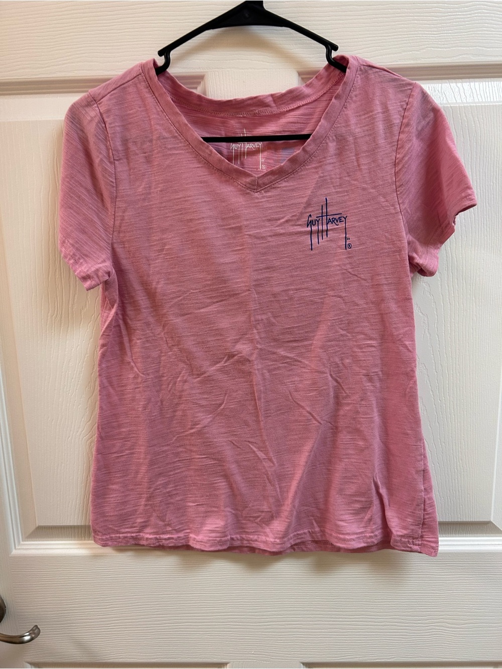 Guy Harvey Women's Sea Species Relaxed V-Neck Graphic T-Shirt - Pink Top S